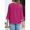 MEROKEETY Women’s 3/4 Length Sleeve Tops Dressy Casual Crew Neck Loose Trendy Spring Blouses T Shirts(Hot Pink)