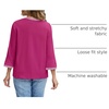 MEROKEETY Women’s 3/4 Length Sleeve Tops Dressy Casual Crew Neck Loose Trendy Spring Blouses T Shirts(Hot Pink)
