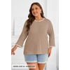 MEROKEETY Women’s 3/4 Length Sleeve Tops Dressy Casual Crew Neck Loose Trendy Spring Blouses T Shirts(Khaki)