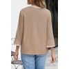 MEROKEETY Women’s 3/4 Length Sleeve Tops Dressy Casual Crew Neck Loose Trendy Spring Blouses T Shirts(Khaki)