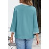 MEROKEETY Women’s 3/4 Length Sleeve Tops Dressy Casual Crew Neck Loose Trendy Spring Blouses T Shirts(Lake Blue)