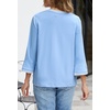 MEROKEETY Women’s 3/4 Length Sleeve Tops Dressy Casual Crew Neck Loose Trendy Spring Blouses T Shirts(Light Blue)