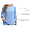 MEROKEETY Women’s 3/4 Length Sleeve Tops Dressy Casual Crew Neck Loose Trendy Spring Blouses T Shirts(Light Blue)