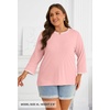 MEROKEETY Women’s 3/4 Length Sleeve Tops Dressy Casual Crew Neck Loose Trendy Spring Blouses T Shirts(Light Pink)