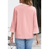 MEROKEETY Women’s 3/4 Length Sleeve Tops Dressy Casual Crew Neck Loose Trendy Spring Blouses T Shirts(Light Pink)