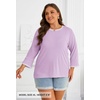 MEROKEETY Women’s 3/4 Length Sleeve Tops Dressy Casual Crew Neck Loose Trendy Spring Blouses T Shirts(Lilac)