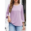 MEROKEETY Women’s 3/4 Length Sleeve Tops Dressy Casual Crew Neck Loose Trendy Spring Blouses T Shirts(Lilac)