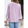 MEROKEETY Women’s 3/4 Length Sleeve Tops Dressy Casual Crew Neck Loose Trendy Spring Blouses T Shirts(Lilac)