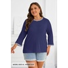 MEROKEETY Women’s 3/4 Length Sleeve Tops Dressy Casual Crew Neck Loose Trendy Spring Blouses T Shirts(Navy)