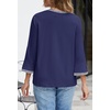 MEROKEETY Women’s 3/4 Length Sleeve Tops Dressy Casual Crew Neck Loose Trendy Spring Blouses T Shirts(Navy)
