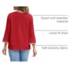 MEROKEETY Women’s 3/4 Length Sleeve Tops Dressy Casual Crew Neck Loose Trendy Spring Blouses T Shirts(Red)