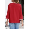 MEROKEETY Women’s 3/4 Length Sleeve Tops Dressy Casual Crew Neck Loose Trendy Spring Blouses T Shirts(Red)