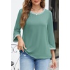 MEROKEETY Women’s 3/4 Length Sleeve Tops Dressy Casual Crew Neck Loose Trendy Spring Blouses T Shirts(Sage)