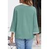 MEROKEETY Women’s 3/4 Length Sleeve Tops Dressy Casual Crew Neck Loose Trendy Spring Blouses T Shirts(Sage)