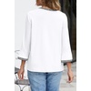 MEROKEETY Women’s 3/4 Length Sleeve Tops Dressy Casual Crew Neck Loose Trendy Spring Blouses T Shirts(White)