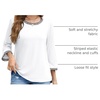 MEROKEETY Women’s 3/4 Length Sleeve Tops Dressy Casual Crew Neck Loose Trendy Spring Blouses T Shirts(White)