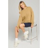 MEROKEETY Womens Crewneck Cropped Sweatshirts Trendy Oversized Pullover(Apricot)