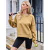 MEROKEETY Womens Crewneck Cropped Sweatshirts Trendy Oversized Pullover(Apricot)