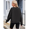 MEROKEETY Womens Crewneck Cropped Sweatshirts Trendy Oversized Pullover(Black)