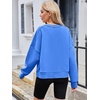 MEROKEETY Womens Crewneck Cropped Sweatshirts Trendy Oversized Pullover(Blue)