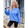 MEROKEETY Womens Crewneck Cropped Sweatshirts Trendy Oversized Pullover(Blue)