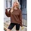 MEROKEETY Womens Crewneck Cropped Sweatshirts Trendy Oversized Pullover(Darkbrown)