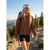 MEROKEETY Womens Crewneck Cropped Sweatshirts Trendy Oversized Pullover(Darkbrown)