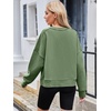 MEROKEETY Womens Crewneck Cropped Sweatshirts Trendy Oversized Pullover(Green)