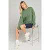 MEROKEETY Womens Crewneck Cropped Sweatshirts Trendy Oversized Pullover(Green)