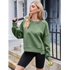 MEROKEETY Womens Crewneck Cropped Sweatshirts Trendy Oversized Pullover(Green)