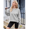 MEROKEETY Womens Crewneck Cropped Sweatshirts Trendy Oversized Pullover(Heathergrey)