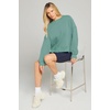 MEROKEETY Womens Crewneck Cropped Sweatshirts Trendy Oversized Pullover(Lightgreen)