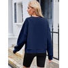 MEROKEETY Womens Crewneck Cropped Sweatshirts Trendy Oversized Pullover(Navy)