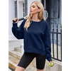 MEROKEETY Womens Crewneck Cropped Sweatshirts Trendy Oversized Pullover(Navy)
