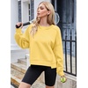 MEROKEETY Womens Crewneck Cropped Sweatshirts Trendy Oversized Pullover(Yellow)