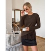 MEROKEETY Women’s Fall Lace Long Sleeve Tops 2026 Casual Shirts(Coffee)