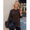 MEROKEETY Women’s Fall Lace Long Sleeve Tops 2026 Casual Shirts(Coffee)