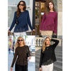 MEROKEETY Women’s Fall Lace Long Sleeve Tops 2026 Casual Shirts(Coffee)