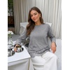 MEROKEETY Women’s Fall Lace Long Sleeve Tops 2026 Casual Shirts(Grey)