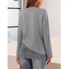MEROKEETY Women’s Fall Lace Long Sleeve Tops 2026 Casual Shirts(Grey)