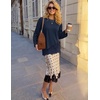 MEROKEETY Women’s Fall Lace Long Sleeve Tops 2026 Casual Shirts(Navy)