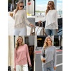 MEROKEETY Women’s Fall Lace Long Sleeve Tops 2026 Casual Shirts(Pink)