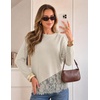 MEROKEETY Women’s Fall Lace Long Sleeve Tops 2026 Casual Shirts(Sand)