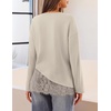MEROKEETY Women’s Fall Lace Long Sleeve Tops 2026 Casual Shirts(Sand)