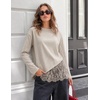 MEROKEETY Women’s Fall Lace Long Sleeve Tops 2026 Casual Shirts(Sand)