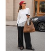 MEROKEETY Women’s Fall Lace Long Sleeve Tops 2026 Casual Shirts(White)