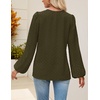 MEROKEETY Women’s Fall Long Sleeve Blouse Shirt 2025 Dressy Casual Crochet Lace V Neck Swiss Dot Tops(Army Green)