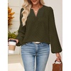 MEROKEETY Women’s Fall Long Sleeve Blouse Shirt 2025 Dressy Casual Crochet Lace V Neck Swiss Dot Tops(Army Green)