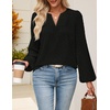 MEROKEETY Women’s Fall Long Sleeve Blouse Shirt 2025 Dressy Casual Crochet Lace V Neck Swiss Dot Tops(Black)