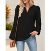MEROKEETY Women’s Fall Long Sleeve Blouse Shirt 2025 Dressy Casual Crochet Lace V Neck Swiss Dot Tops(Black)